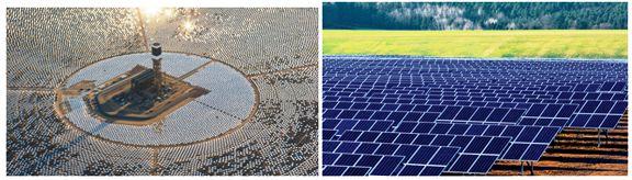 Kiri: Solar Thermal Energy. Kanan: Photovoltaic Cell. (dok: Pixabay) 
