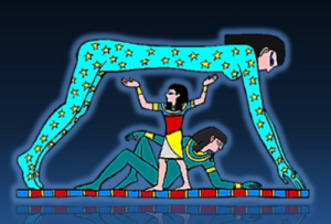 Ilustrasi langit yang dianggap sebagai wanita raksasa di zaman Mesir Kuno (dok: Wikipedia)
