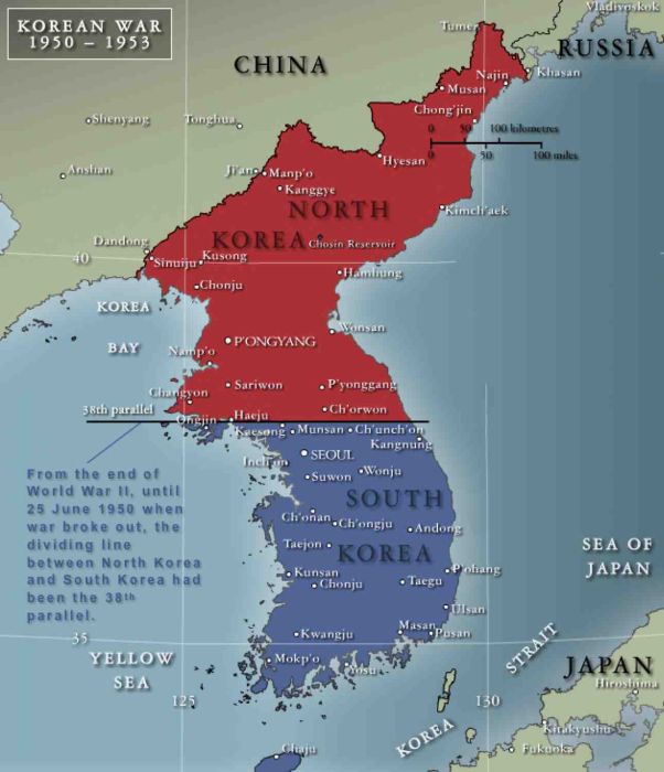 Pembagian wilayah semenanjung Korea setelah PD II (dok: history.army.mil)