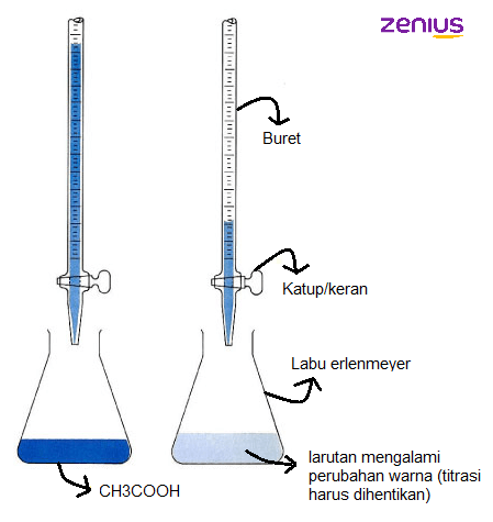 Ilustrasi proses titrasi di laboratorium (Arsip Zenius) 