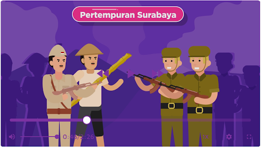 Ilustrasi Pertempuran Surabaya dari video materi sejarah Zenius Education