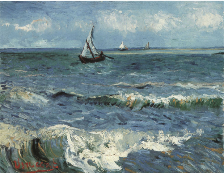 Lukisan "The Sea at Les Saintes-Maries-de-la-Mer" (1888)