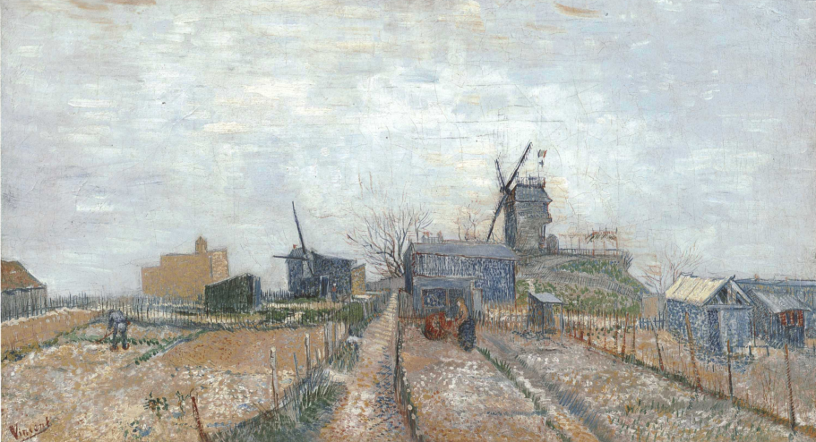 Lukisan "Vegetable Gardens and the Moulin de Blute-Fin on Montmartre" (1887)