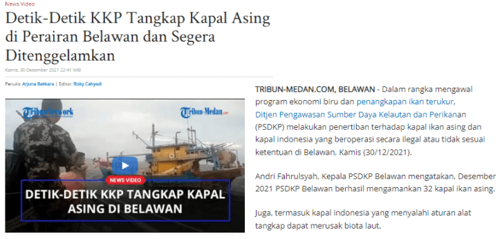 berita penenggelaman kapal di batas wilayah laut Indonesia zenius