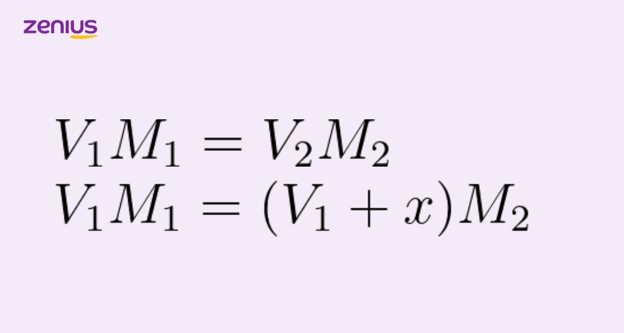 rumus pengenceran larutan v1m1=v2m2 atau v1m1=(v1+x)m2