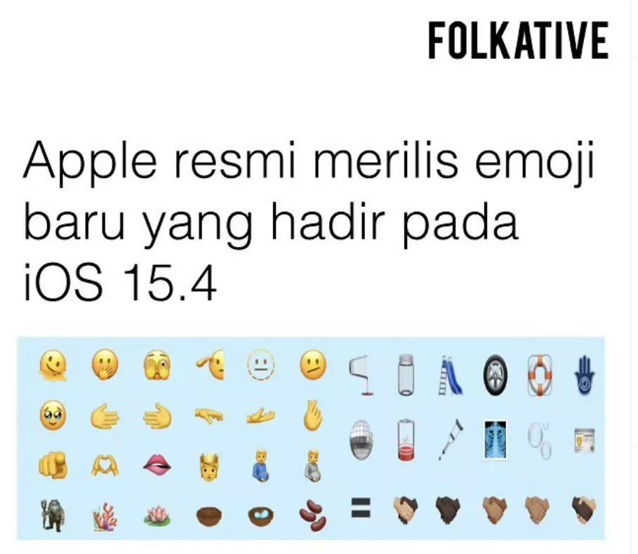 Perilisan emoji terbaru untuk iOS 15.4 pada bulan Januari 2022 (dok. Folkative)