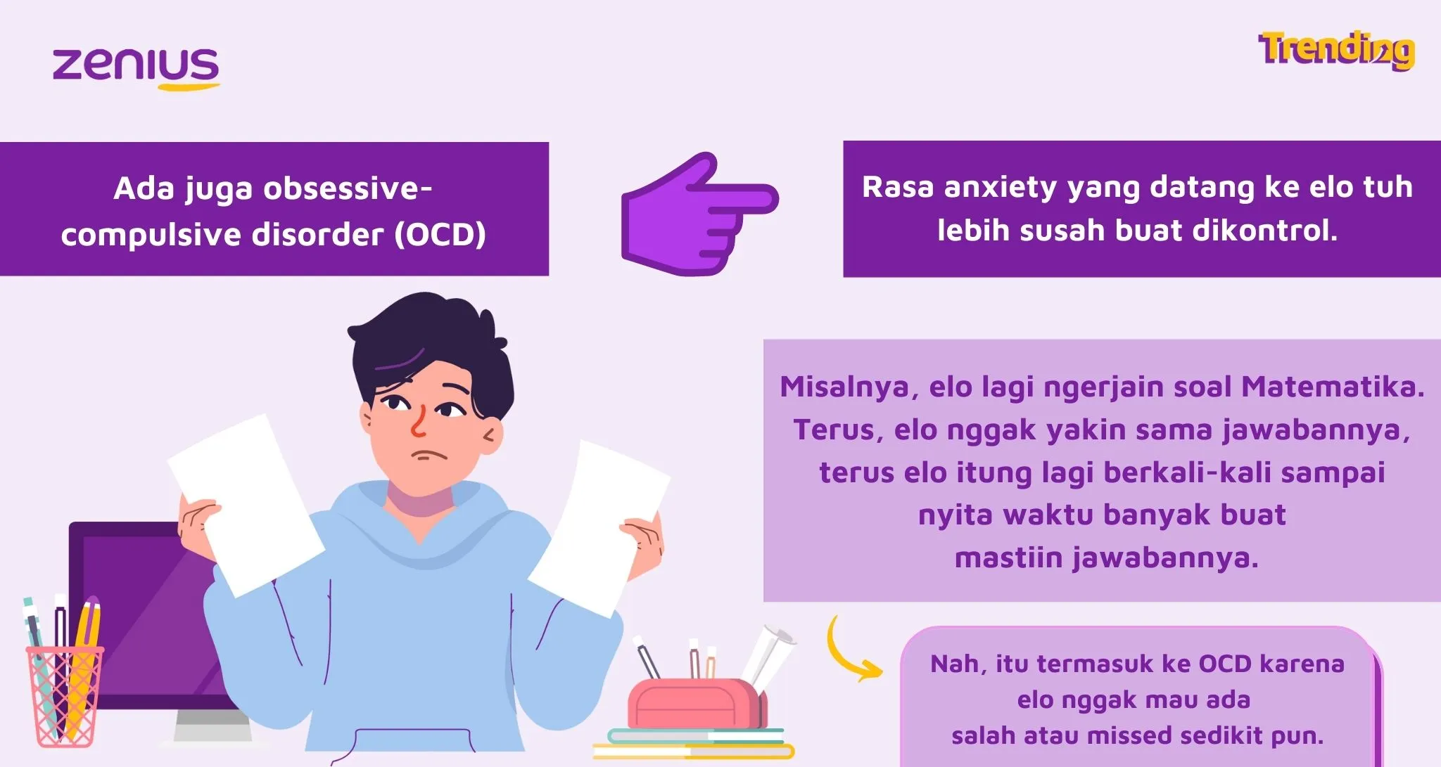 OCD, salah satu jenis anxiety (Arsip Zenius)