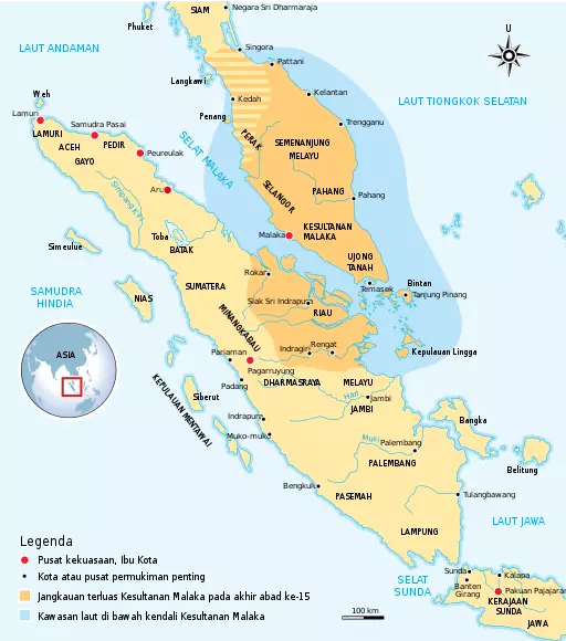 Peta wilayah Kesultanan Malaka