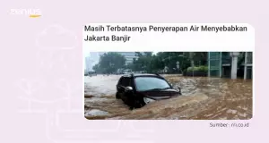 Berita banjir di Jakarta karena terbatasnya penyerapan air.