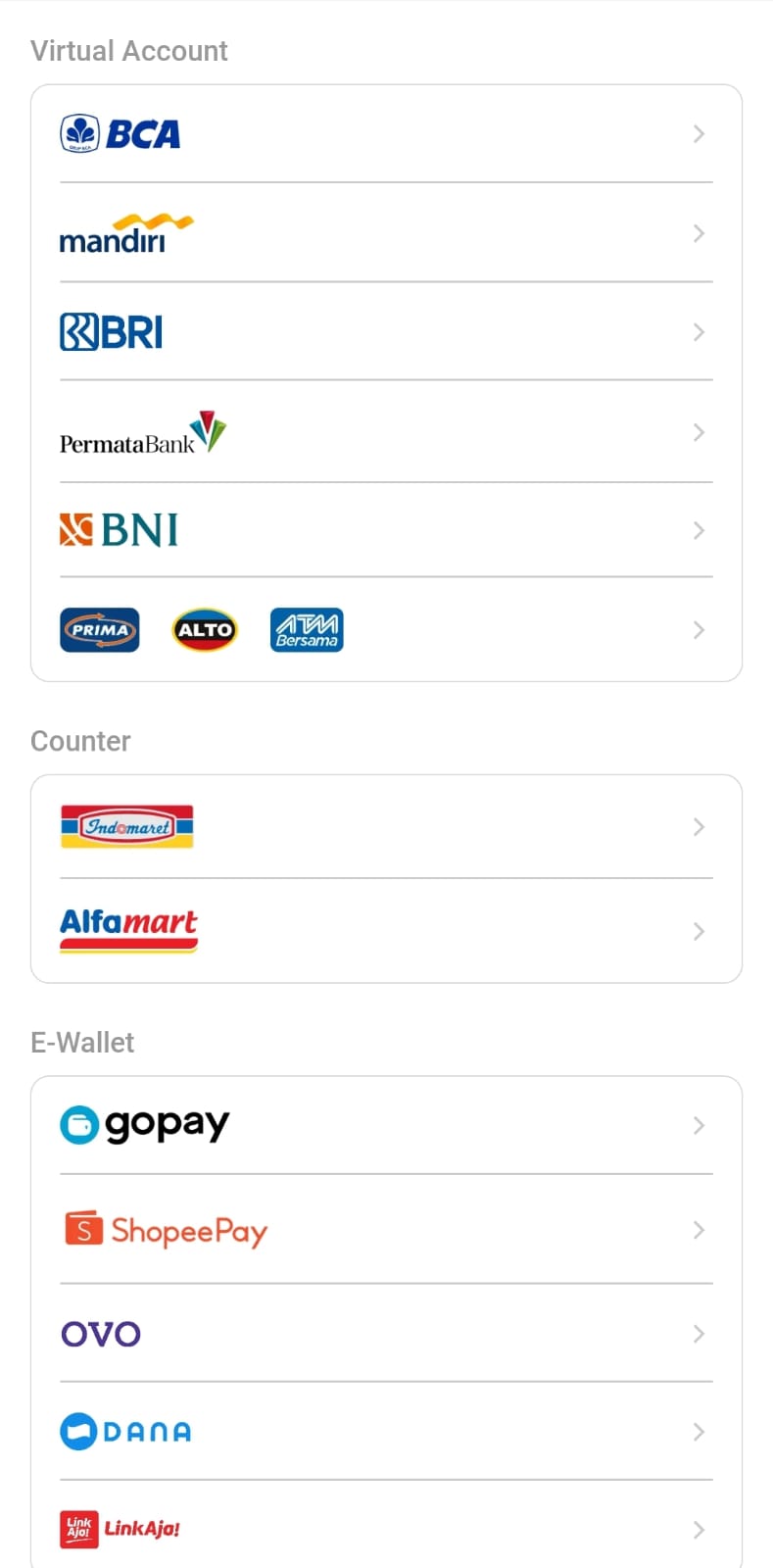 Berbagai macam pilihan jenis pembayaran aplikasi Zenius (Arsip Zenius)