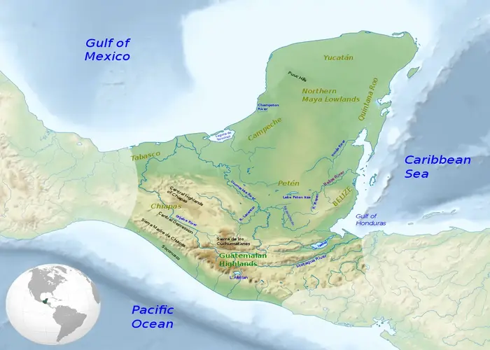 peta wilayah suku maya peradaban amerika kuno