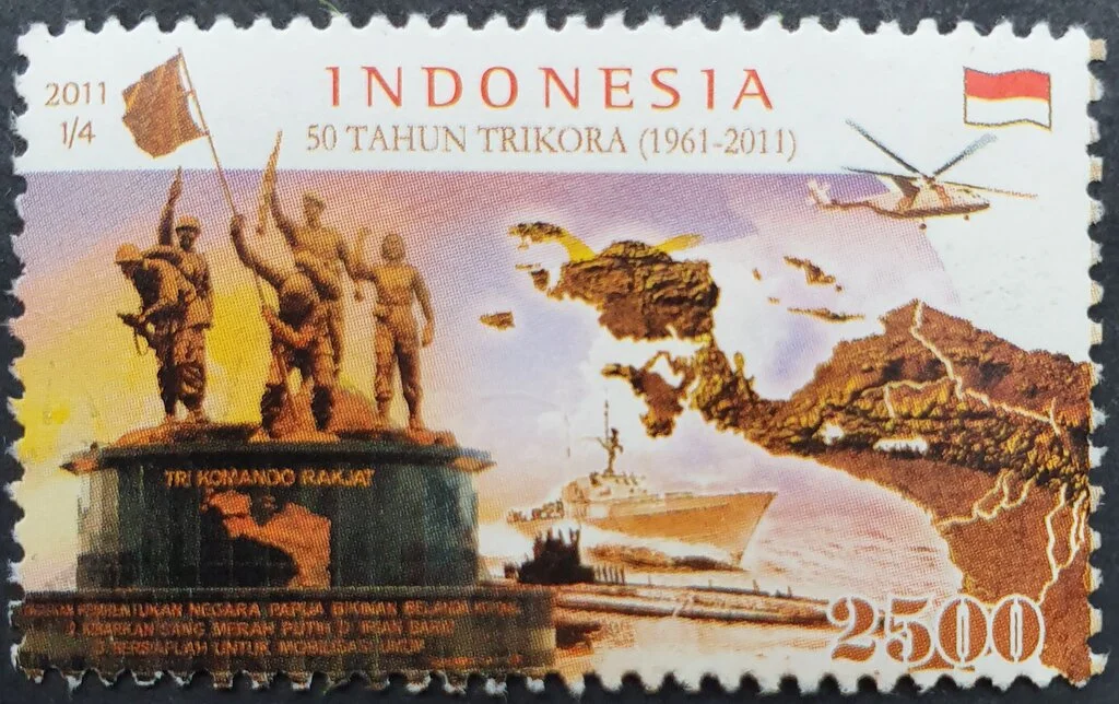 ilustrasi trikora di perangko