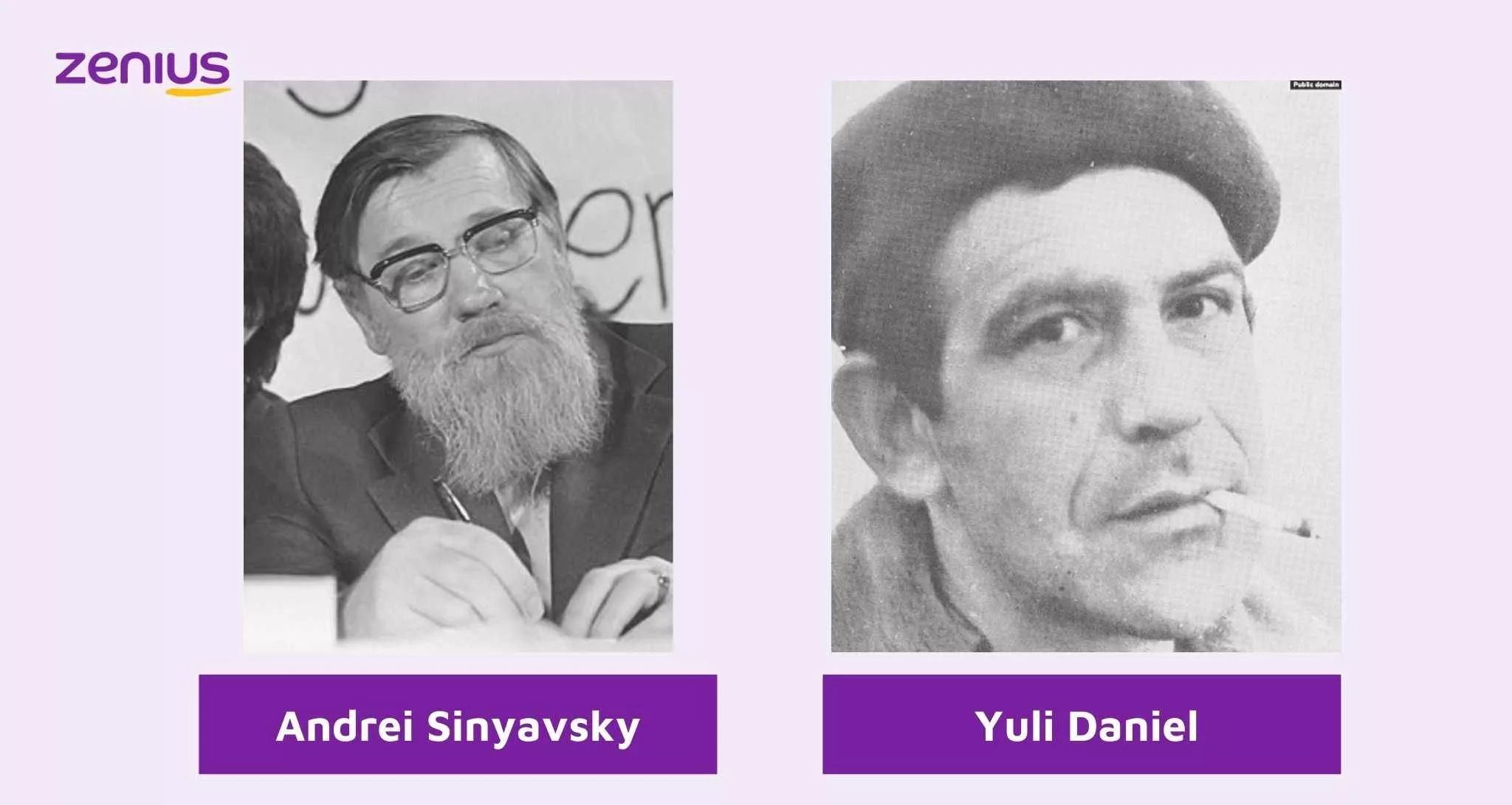 Andrei Sinyavsky dan Yuli Daniel, dua orang yang pertama kali mengenalkan konsep glasnost di tahun 1965