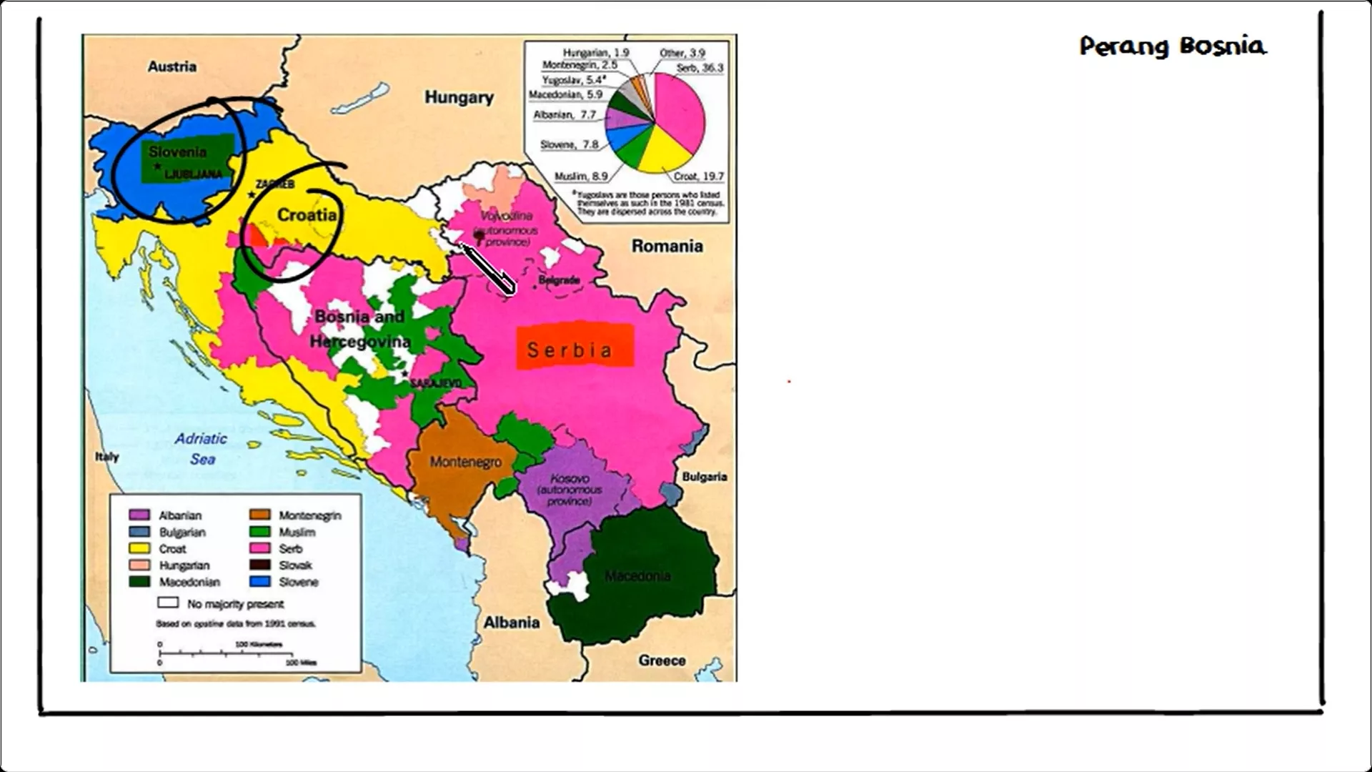Peta Slovenia dan Kroasia yang mengalami konflik perebutan wilayah teritorial