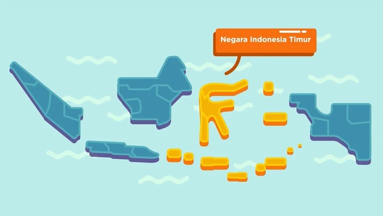 Peta wilayah Negara Indonesia Timur atau NIT.