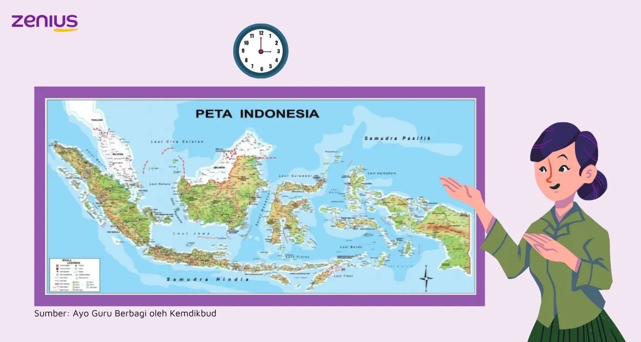 Peta Indonesia lengkap dengan komponen peta.