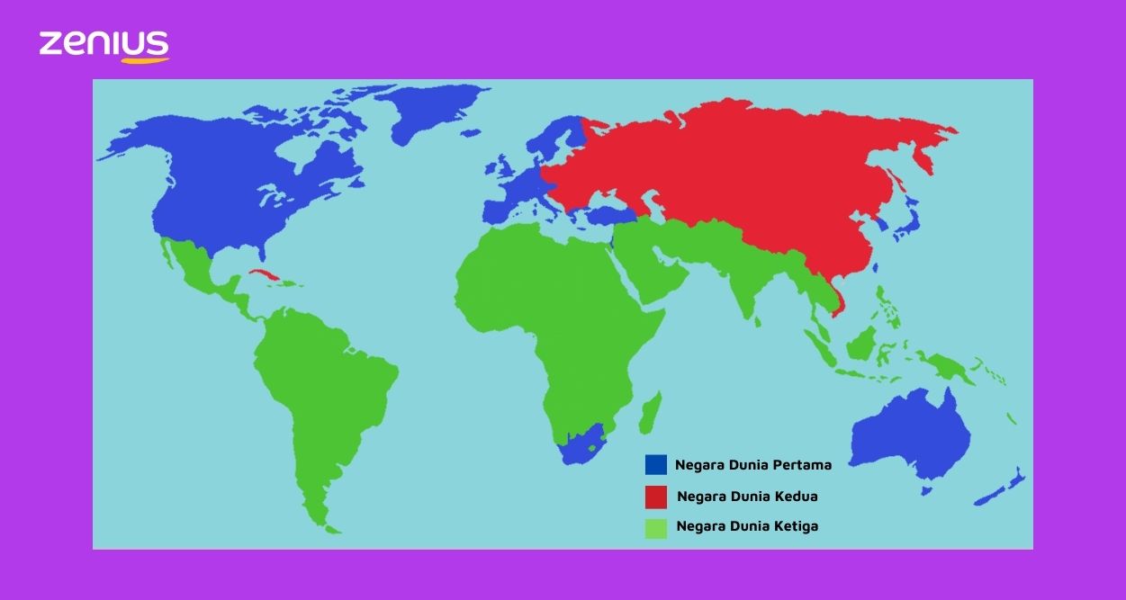 Peta persebaran negara dunia pertama, kedua, dan ketiga