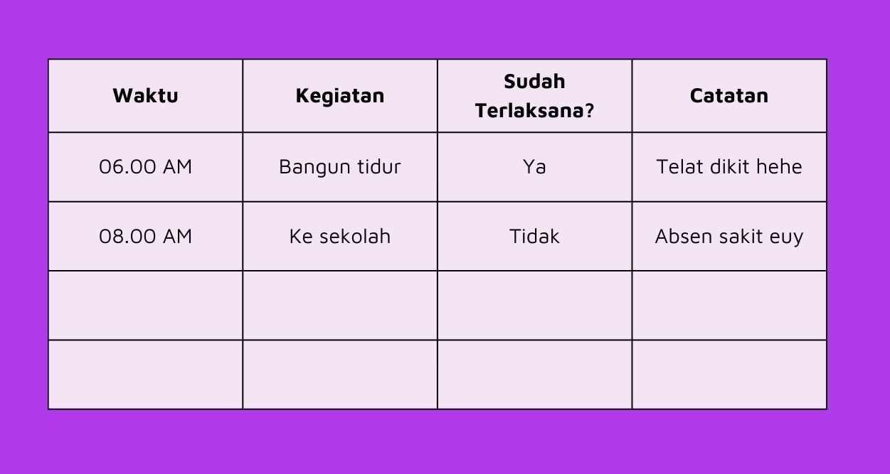 Contoh student planner